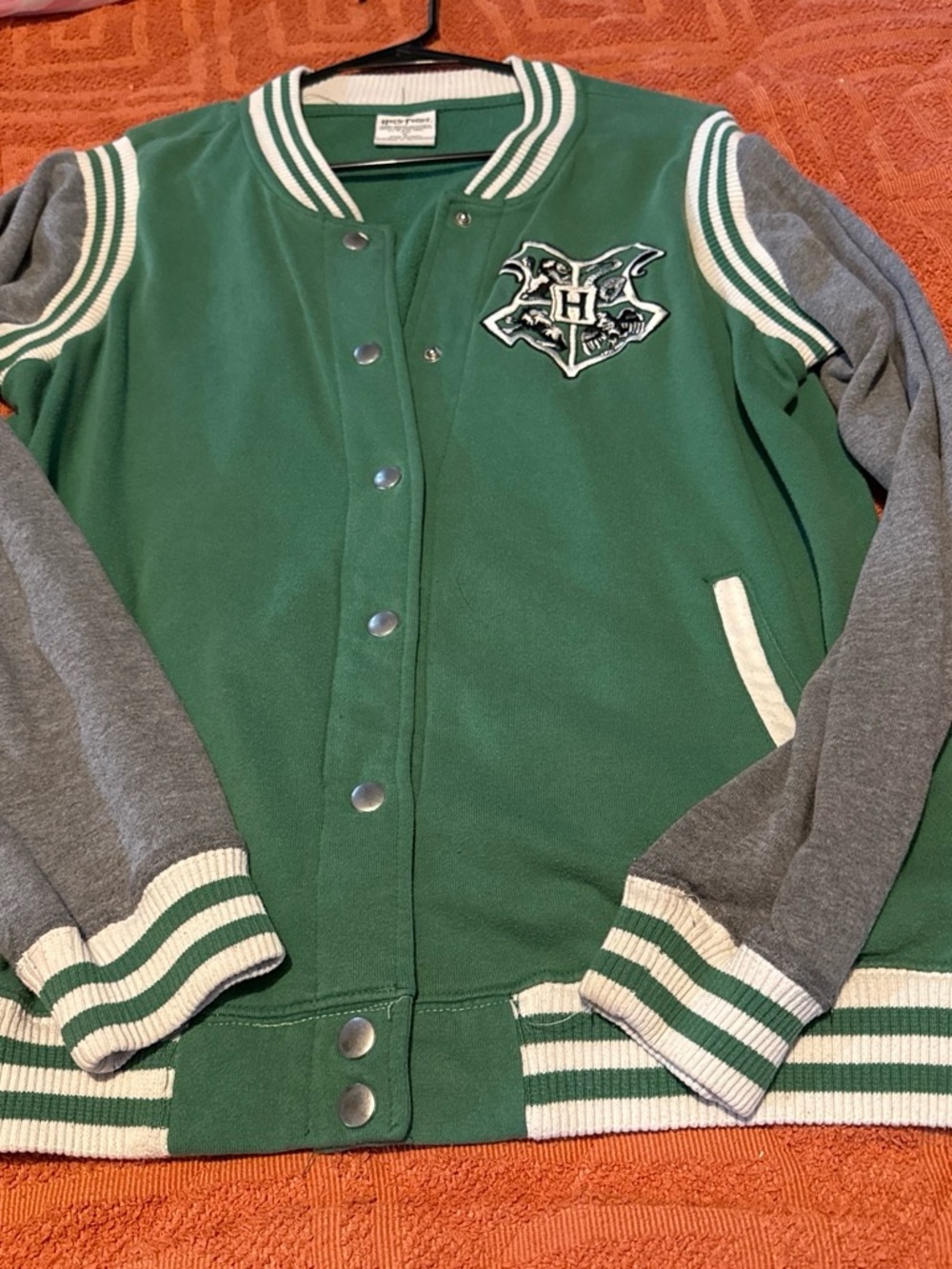 Warner Bros. Green and Gray Varsity-Style Kids Jacket
